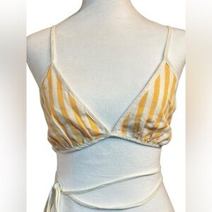Free People Linen Blend Strappy Triangle Bra Top